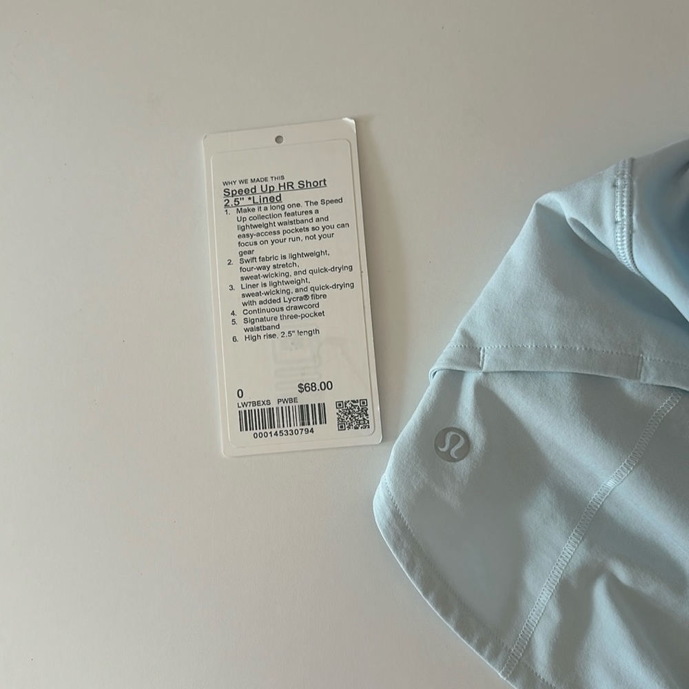 Lululemon Speed Up HR Short 2.5” Short Lined in powder blue 🩵